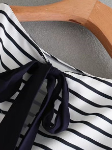 Bow Tie Detail Striped Blouse